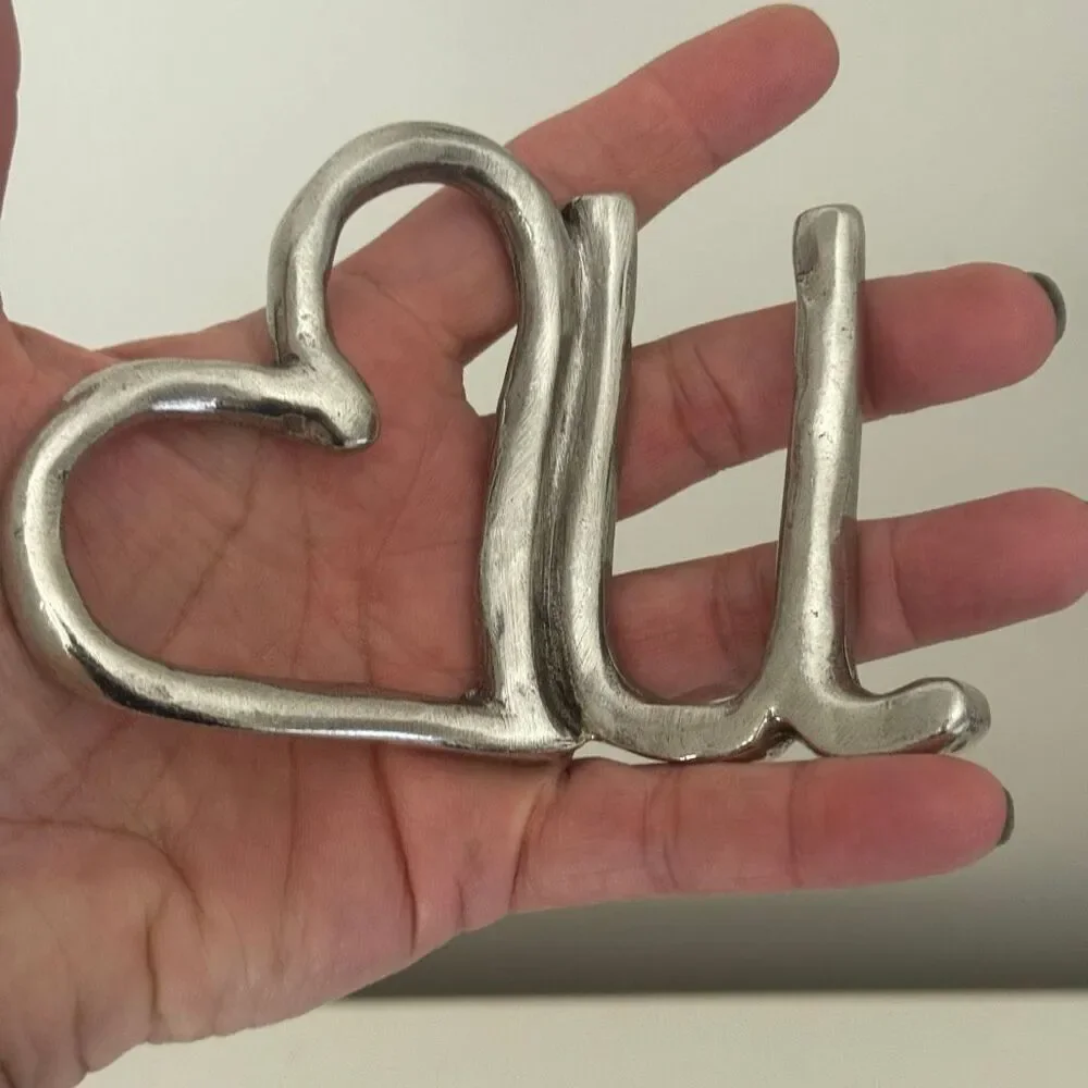 Tamar Mensios Studio Pewter Heart U Ring Holder Hand Made Signed Jewelry Gift